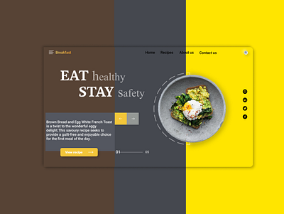 Food website concept " Breakfast -starting a day with healthy " branding breakfast dailyui design figmadesign fitness food plate foodie healthcare home lovedesing photoshop safety typography ui ui ux uidesign unique ux website