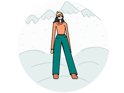 Winter girl adobe design girl graphic design illustration mountains ui winter