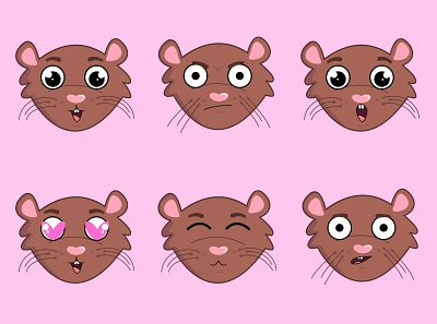 Emotions adobe design emotions graphic design illustration logo pet pink purple rat ui vector