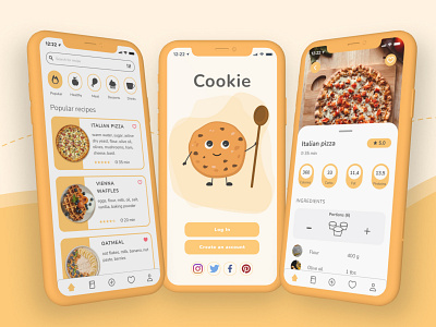 Cooking app adobe cookie cooking design food illustration mobile recipe tasty ui ux