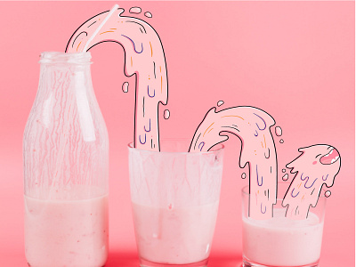 FOR THE JOY AND ENERGY OF DRINKING MILKSHAKES cartoon design illustration