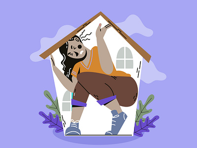 Cant get out of the house character art covid19 illustration