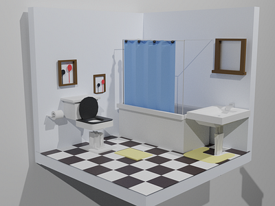 Low Poly bathroom 3d blender illustration low poly art lowpoly