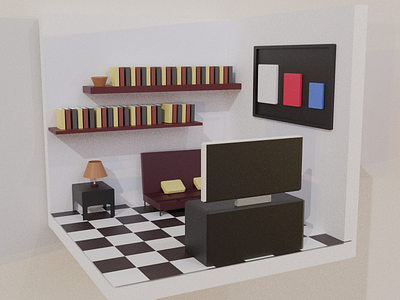 Low Poly Living Room 3d blender illustration low poly 3d lowpoly lowpolyart