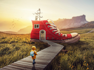 Shoe house Manipulation composite image illustration manipulation photoshop surreal