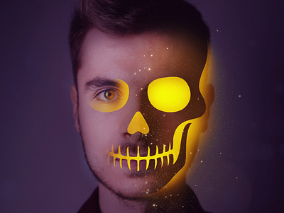 Glowing Skull Portrait compositing illustration manipulations photoshop