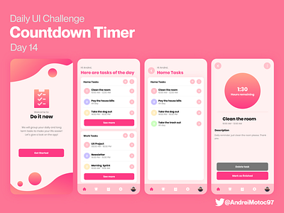 Daily UI #014 Countdown Timer app countdown timer dailyui dailyuichallenge design figma mobile task manager tasks ui ui design ux uxui