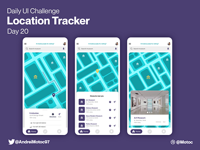 Daily UI #20 Location Tracker app dailyui dailyuichallenge design figma location location tracker mobile museum museum map tracker tracking ui ui design ux uxui