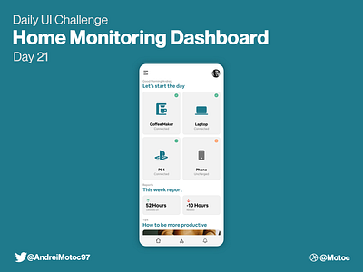 Daily UI #21 Home Monitoring Dashboard app dailyui dailyuichallenge design figma interface mobile ui ui design ux uxdesign uxui