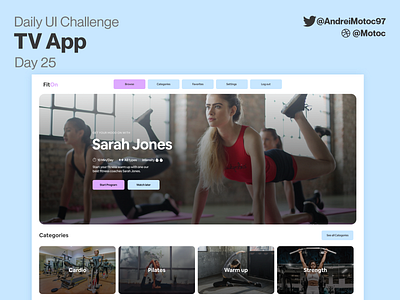 Daily UI #25 TV APP app dailyui design figma fitness interface mobile movie tv app ui ui design ux uxui