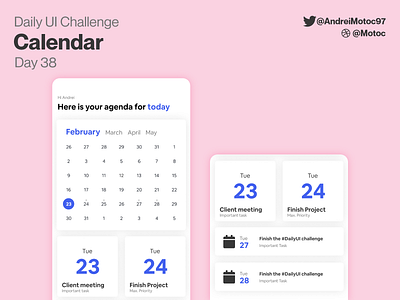 Daily UI #38 Calendar agenda app calendar calendar design dailyui dailyuichallenge day38 design figma mobile task tasks ui ui design ux uxui