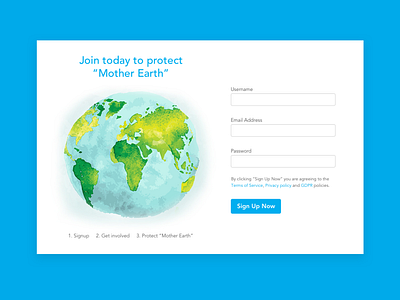 Earth Day 2020 - Protect Mother Earth Sign Up Form