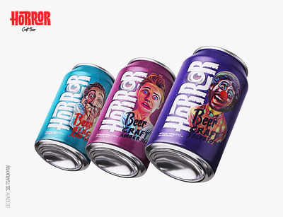 "HoRror" craft beer beer can design flat illustration logo packaging