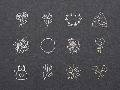 Sweet Doodled Logo Elements brand doodle download elements feminine floral hand drawn logo logotype premade logo templates vectors