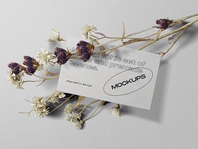 Topview Business Card Mockup business card design floral flower identity mockup pixelbuddha presentation realistic scene showcase stationery topview
