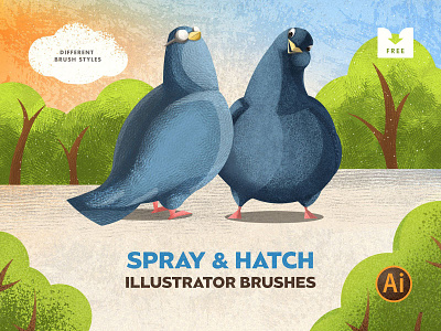 Freebie: Spray & Hatch Illustrator Brushes ai brush brushes download draw drawing free freebie hatch illustrator paint spray vector