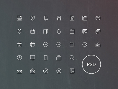 Freebie: Line Icons Set Vol.1 book browser free icons joypad letter notepad outline pixelbuddha psd search settings