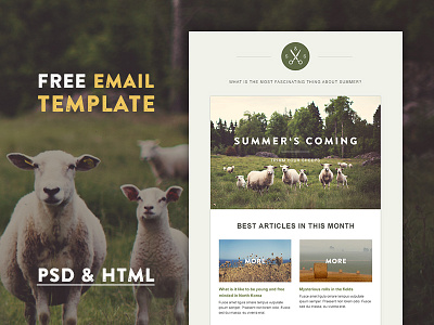 Freebie: Green Village HTML Template clean email free freebie green html pixelbuddha psd sheep simple template