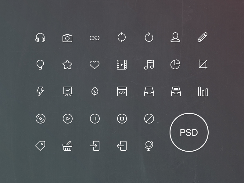 Freebie: Line Icons Set Vol.2 pixelbuddha freebie line vectors infinity headphones pen video