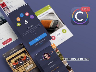 Freebie: Coloristic UI Kit Free app design free freebie ios iphone pixelbuddha psd ui ui kit