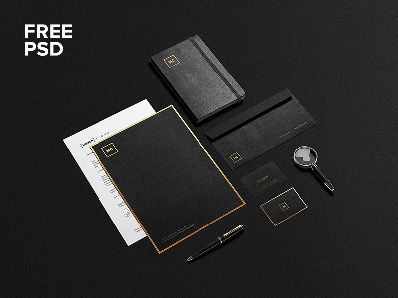Freebie: Black + Gold Stationary Mock-Up stationary mock-up mockup freebie pixelbuddha free elements