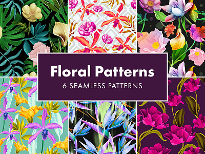 Freebie: 6 Seamless Floral Patterns floral flowers freebie patterns pixelbuddha