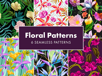 Freebie: 6 Seamless Floral Patterns
