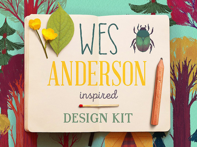 Wes Anderson Graphics Kit #2 acorns background bugs download forest graphic illustration pastel patches plus scout twigs wes anderson