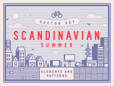 Scandinavian Summer Vector Set download houses illustrations scandinavian set summer vector village