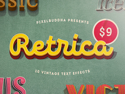 Retrica: Vintage Text Effects Pack add on mockups old photoshop retro retro effects text effects vintage vintage text styles