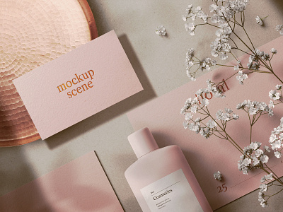 Freebie: Floral Cosmetics Mockup Scene