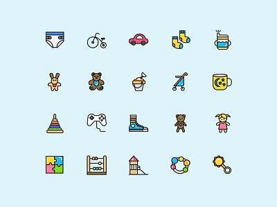 Freebie: Childhood Flat Icons Set child childhood colorful flat free freebie icons pixelbuddha