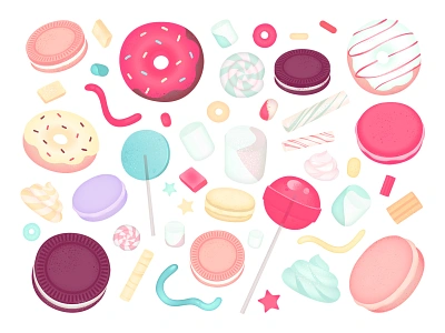 Freebie: Gummy Graphic Elements art donut elements graphic illustration lollipop patterns set stock sweet