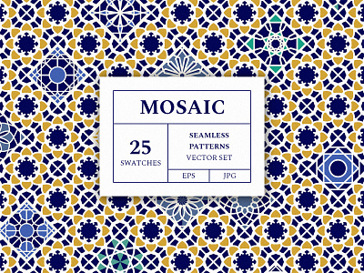 Freebie: Mosaic Patterns Vector Set boho colorful freebie geometric moroccan mosaic patterns pixelbuddha seamless summer vector