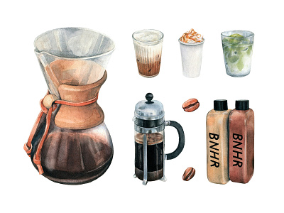 Coffee Watercolors Collection cappuccino coffee download drawing elements latte pack pixelbuddha popular stickers watercolor