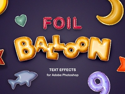 Foil Balloon Text Effects balloon birthday celebration effect foil font fun greeting invation letters mockup number objects party photoshop realistic shiny text