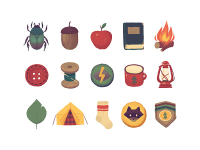 Wes Anderson Graphics Kit acorns background bugs download forest graphic illustration pastel patches plus scout twigs wes anderson