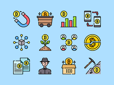 Freebie: Blockchain Vector Icons bitcoin blockchain colorful cryptocurrency download flat free freebie icons png svg vector