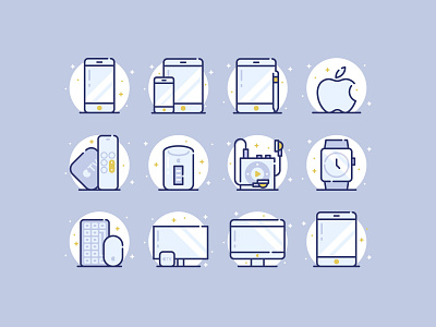 Apple Devices Icons apple design devices download flat icons imac ipad iphone ipod iwatch line shapes svg tv vector