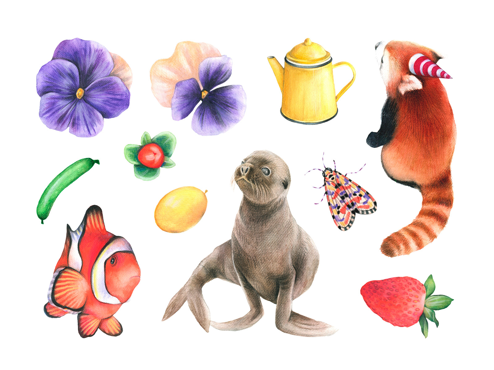Cool Kids Watercolor Set animals children clipart download flowers graphic illustration kids manuka pixelbuddha png vector watercolor