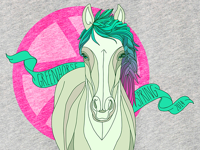 Hi, Dribbble! 2014 best green horse illustration print spring t shirt thegreenhorse
