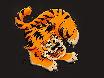 Year of the Tiger animal bright character illustration logo new year pro procreate tiger