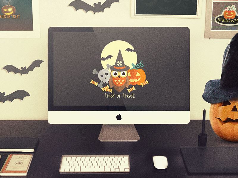 Free Desktop Wallpapers Halloween android app best free halloween illustration ios night owl postcard retina wallpapers