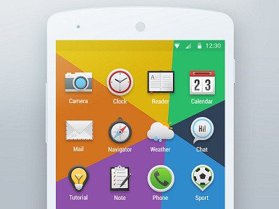 Icons for Android Launcher android best bright calendar cam clean colors icon mail mobile ui ux