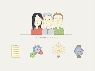 Icons For Infographic app article best blog gears icon illustration infographic lamp light people watch