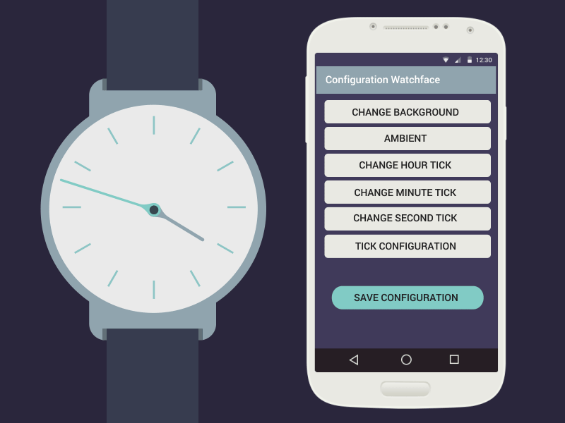 WatchFace android face flat illustration smartwatch tick ui ux watch