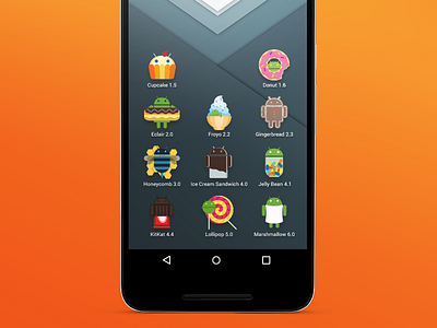 Icons With Android Character android donat icon kitkat marshmallow office place poster screen work