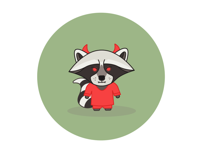 Raccoon Devil character devil emoji green icon illustration raccoon red ui