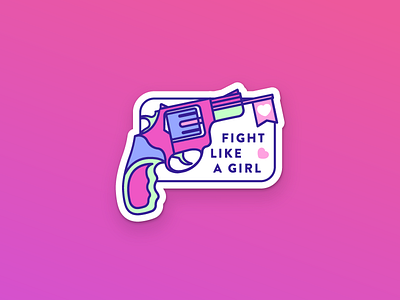 Embroidered Patches "Fight like a girl" embroidery fashion girl gun illustration patch pink sweet violet