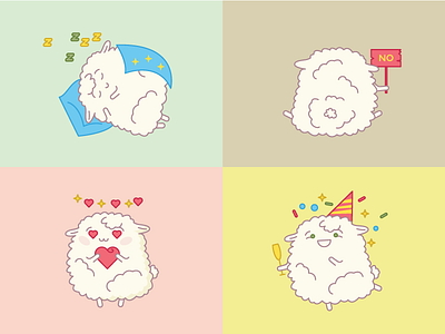 Sheep color emoji flat holiday illustration love no party sheep sleep smile
